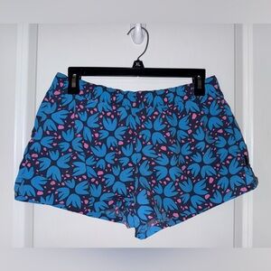 Patagonia Women's Athletic Shorts - Blue and Pink Floral